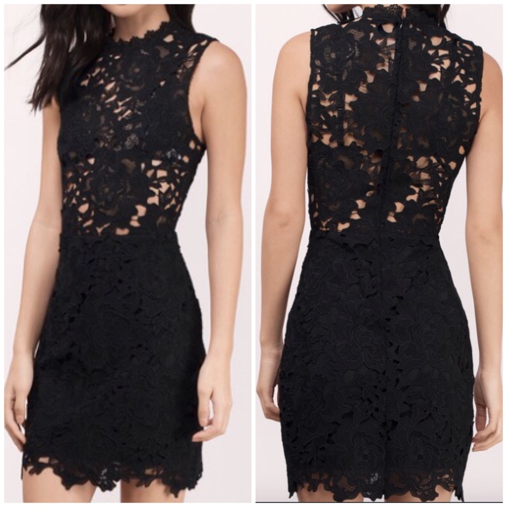 Tobi Black Lace Bodycon Dress Sz Small